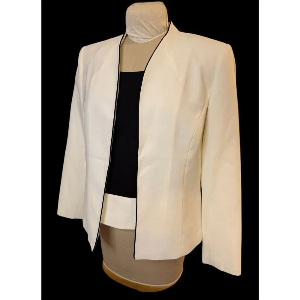 Sag Harbor Jacket/Blazer & Tank 2Pcs Open Front Jacket Peplum Shell Sz. 16